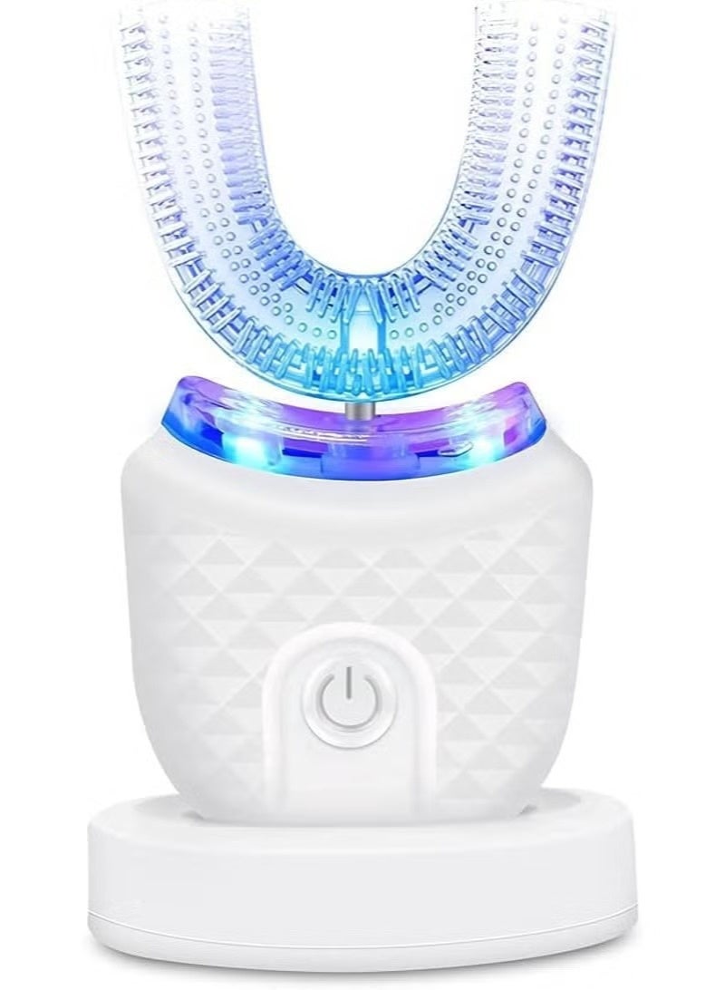 Ultrasonic electric toothbrush, automatic U-shaped design for adults, 360° full mouth whitening, and IPX7 waterproof rating. - Image 1